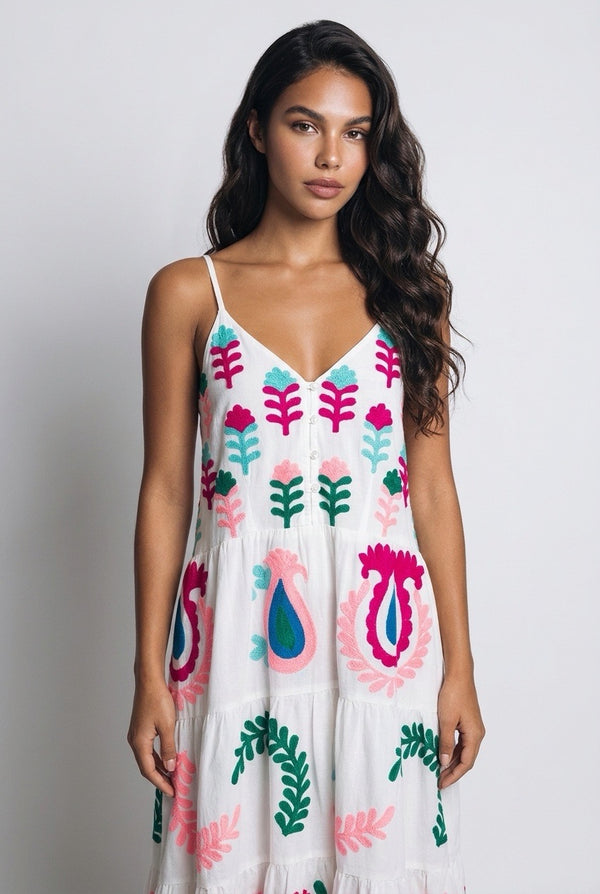 Vestido Bordado 100% Algodón