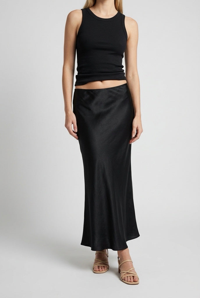 Falda Satinada Midi