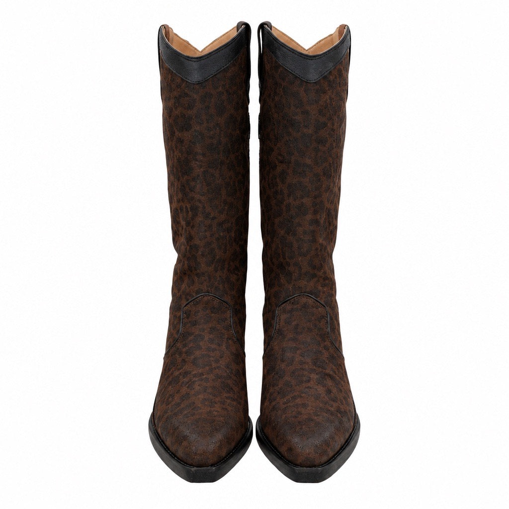 Botas Nemonic Camperas Kansas de Piel Estampado Leopardo