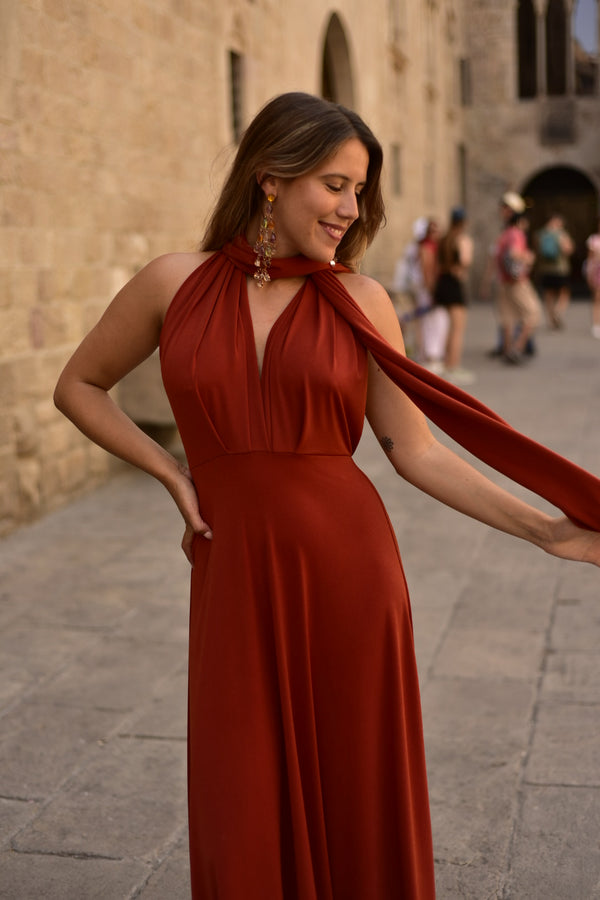 Vestido Multiposición Largo Teja