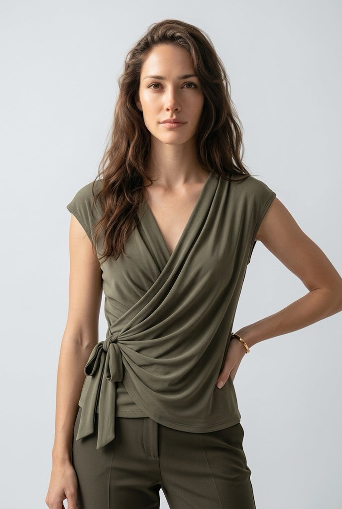 Blusa Nudo Cintura Caqui