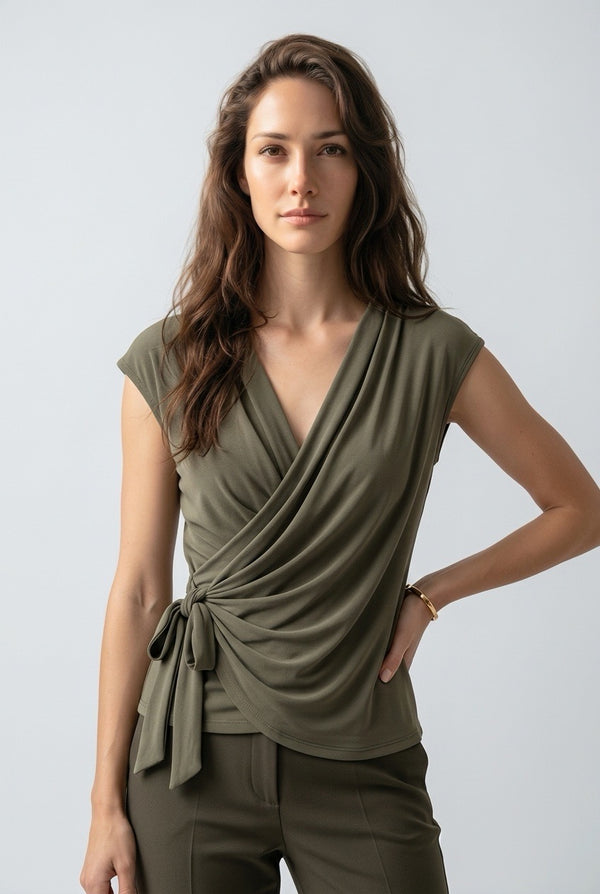 Blusa Nudo Cintura Caqui