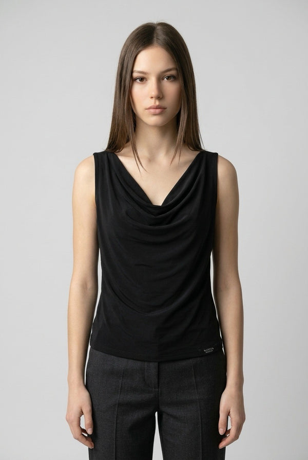 Top Cuello Volcado Negro