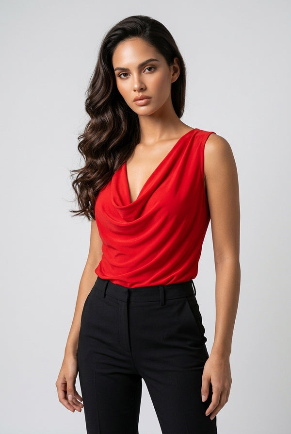 Top Cuello Volcado Rojo