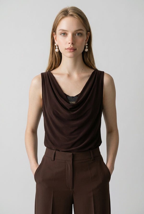 Top Cuello Volcado Chocolate