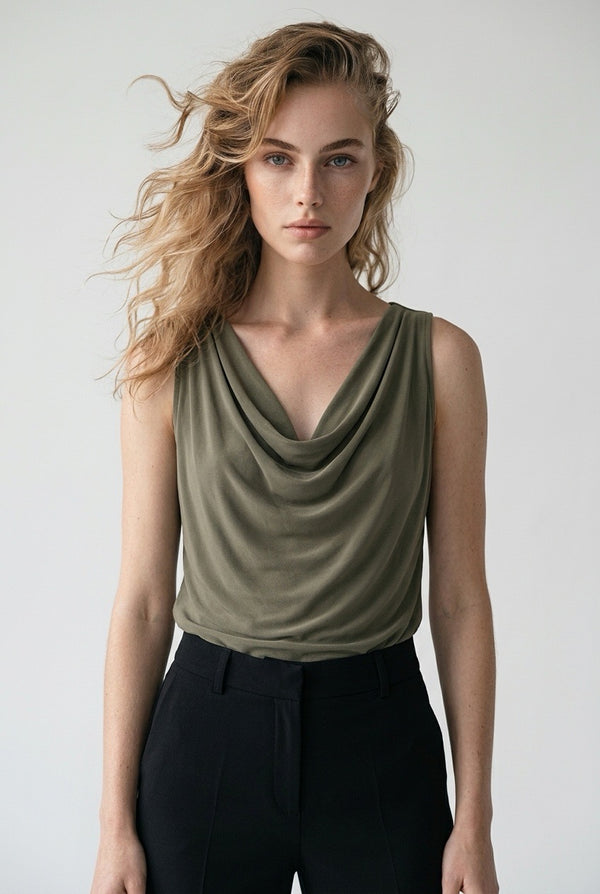 Top Cuello Volcado Caqui