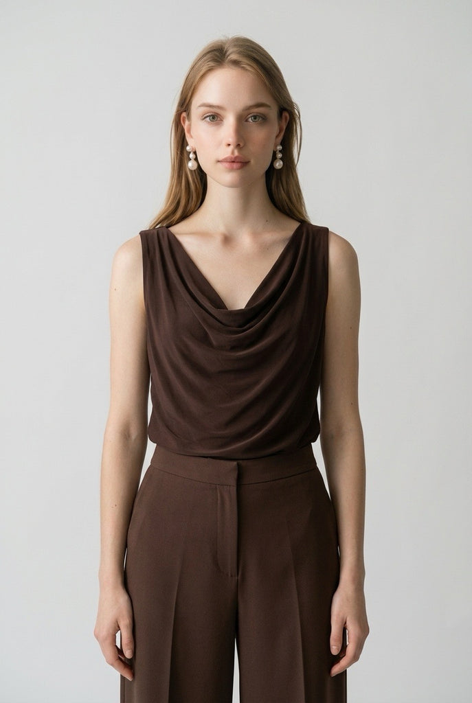 Top Cuello Volcado Chocolate