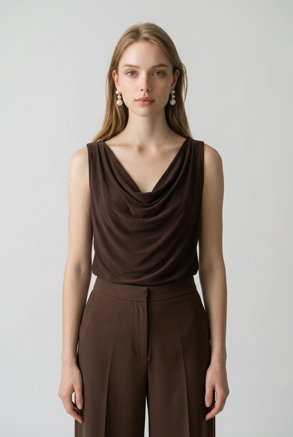 Top Cuello Volcado Chocolate
