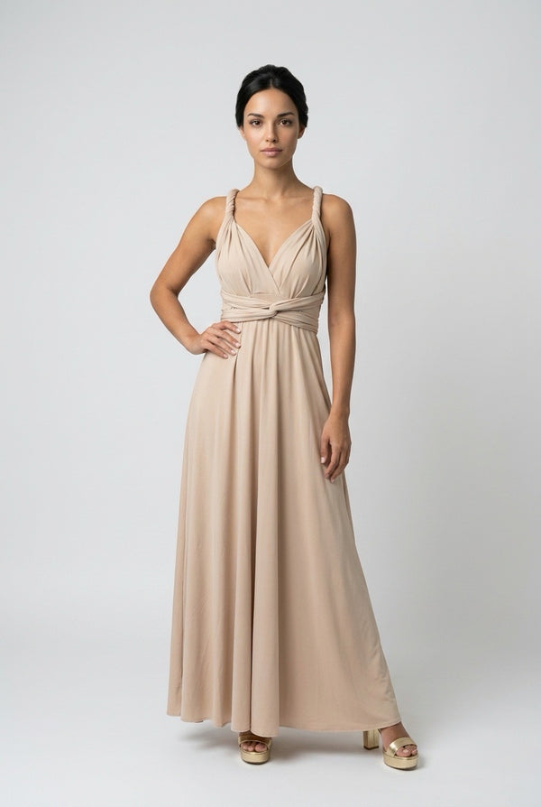 Vestido Multiposición Largo Beige