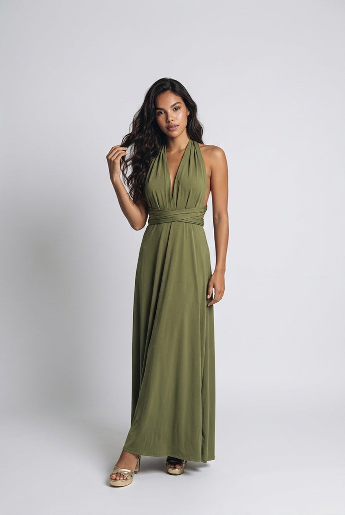 Vestido Multiposición Largo Caqui