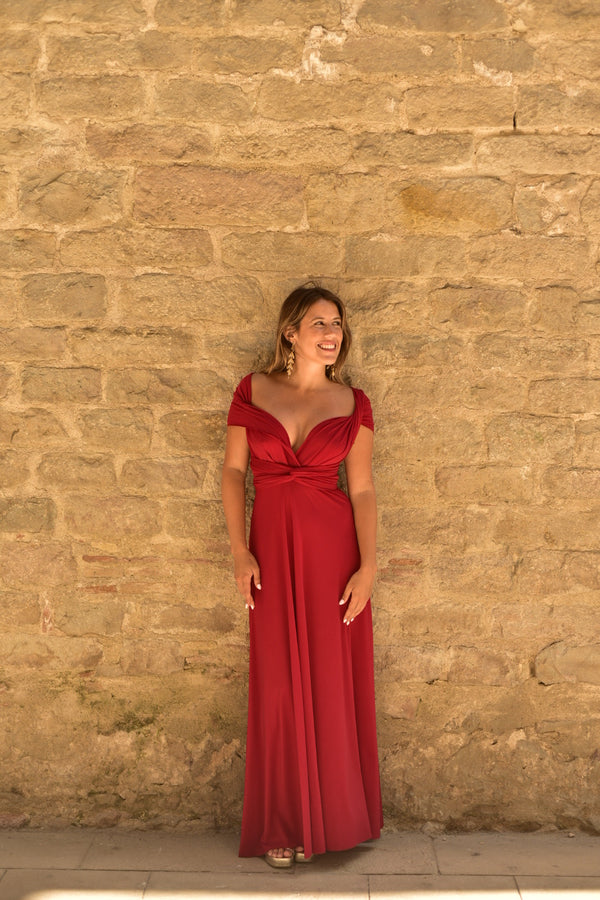 Vestido Multiposición Largo Cereza