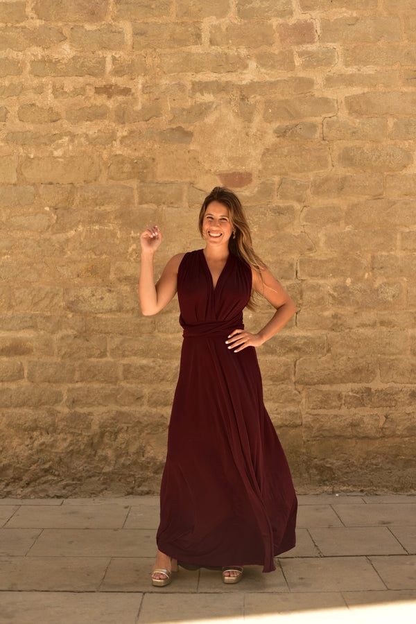 Vestido Multiposición Largo Granate