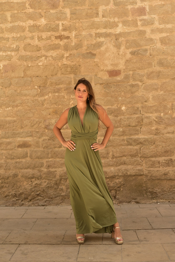 Vestido Multiposición Largo Caqui