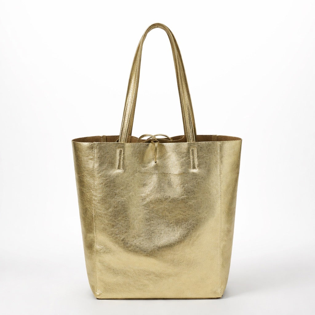 Bolso Piel Totebag Dorado