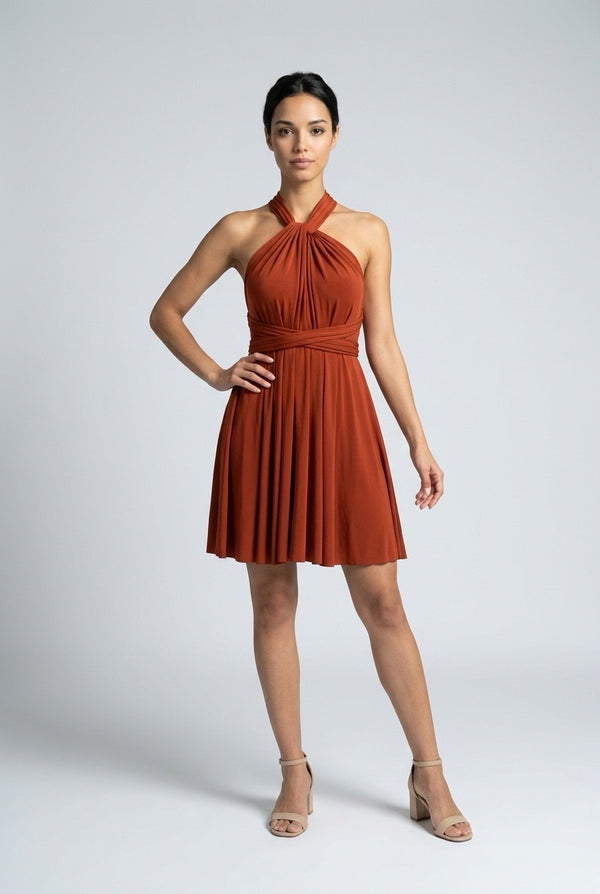Vestido Multiposición Corto Teja