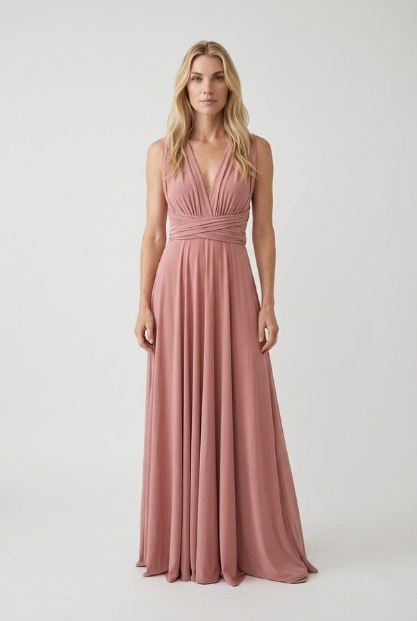 Vestido Multiposición Largo Rosa Palo