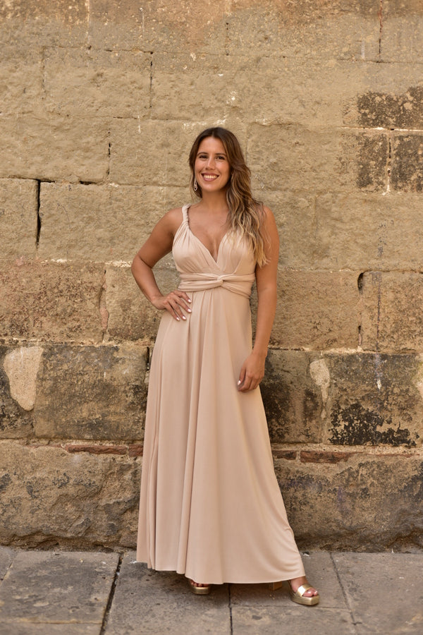 Vestido Multiposición Largo Beige
